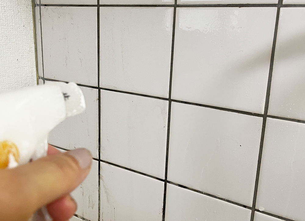 タイルのすきまを白く塗る